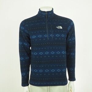 The North Face Novelty Gordon Lyons Fleece Jacket Mens Small Blue Print Sweater